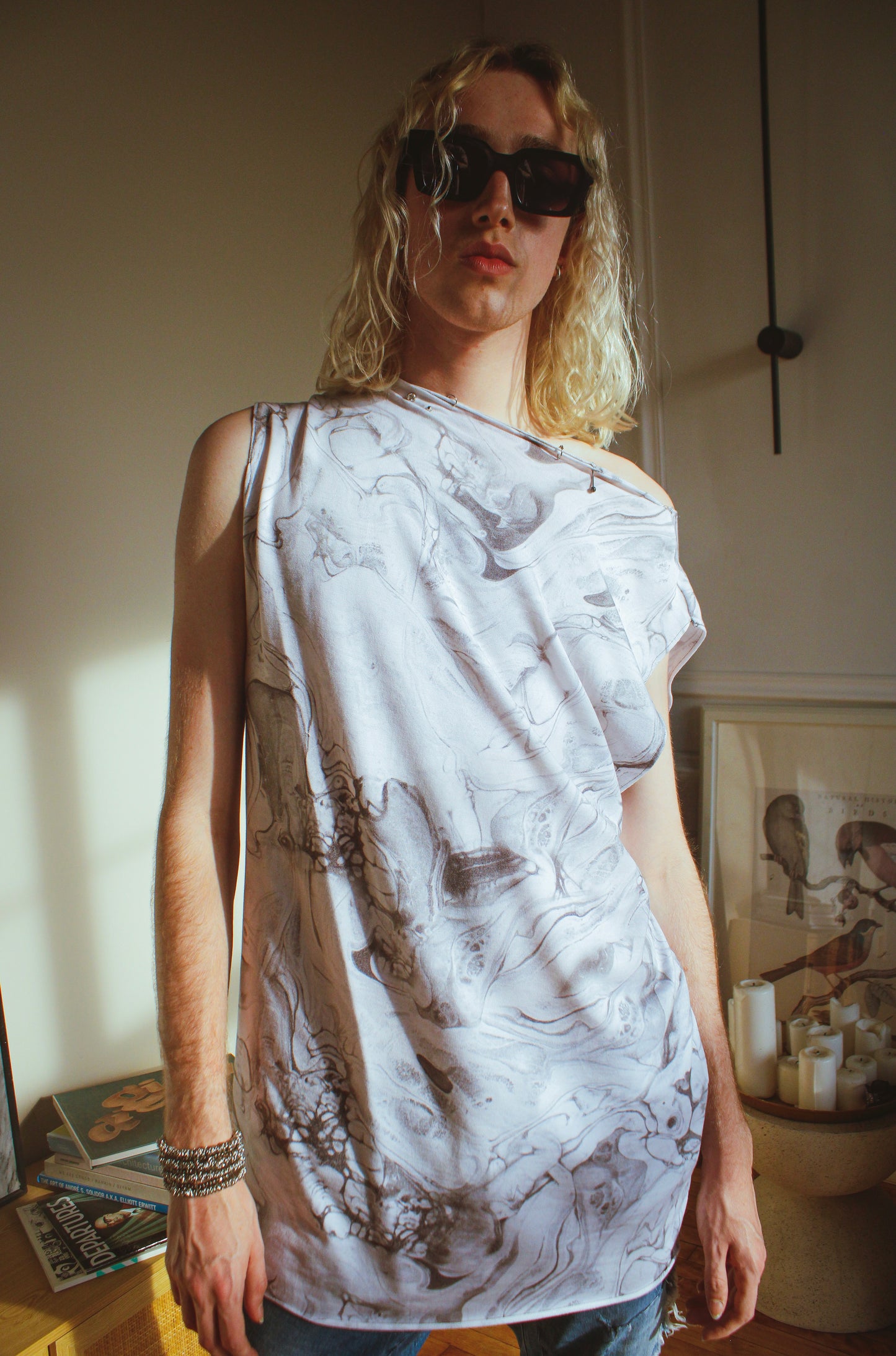 smoke grey piercing sleeveless top
