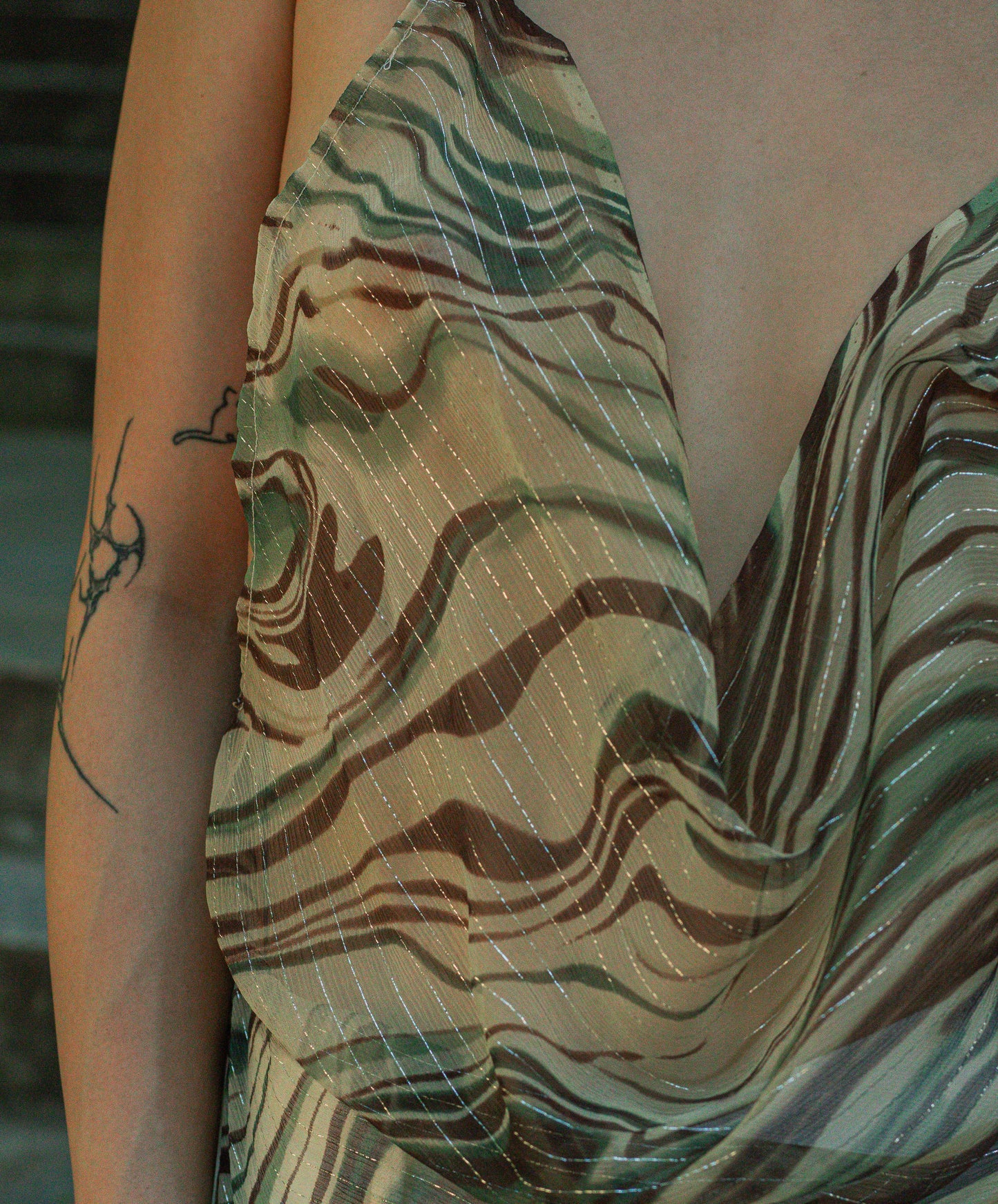 sage silk cowl neck tank
