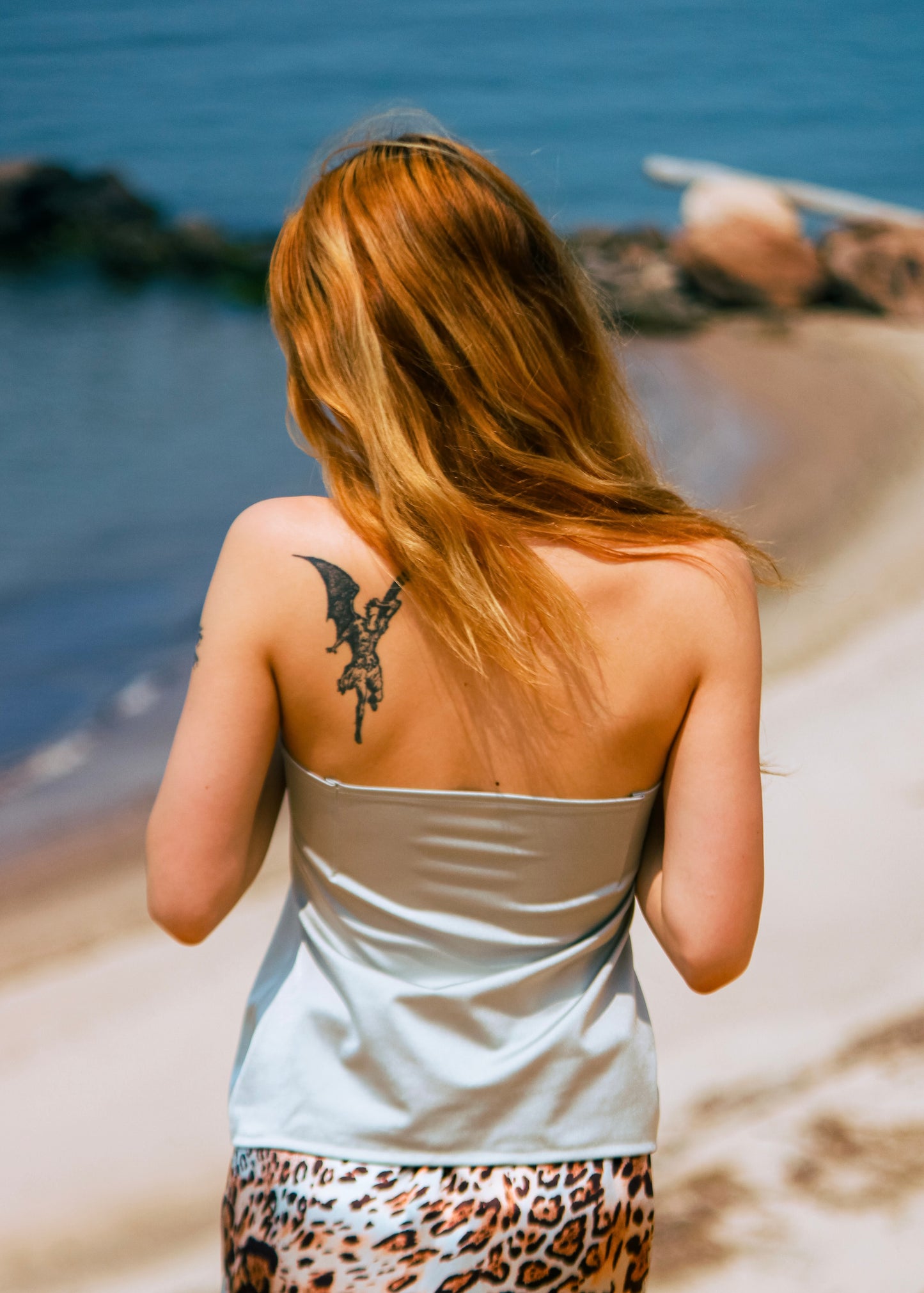 frost metallic strapless stud top