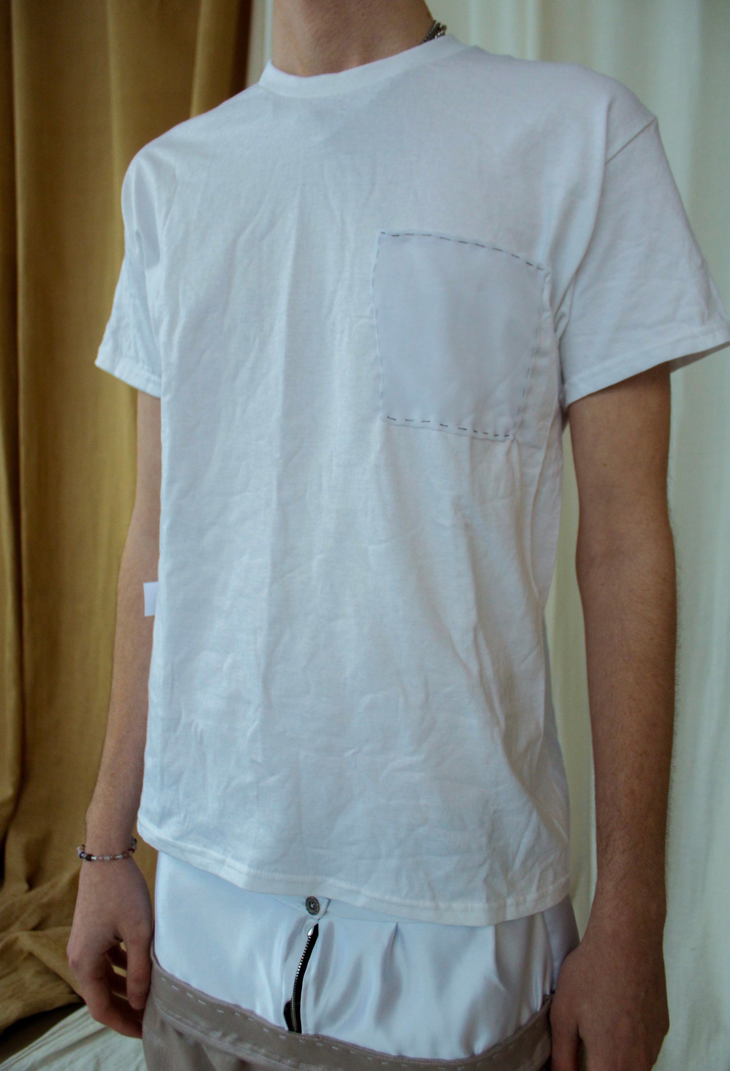 silk pocket white tee