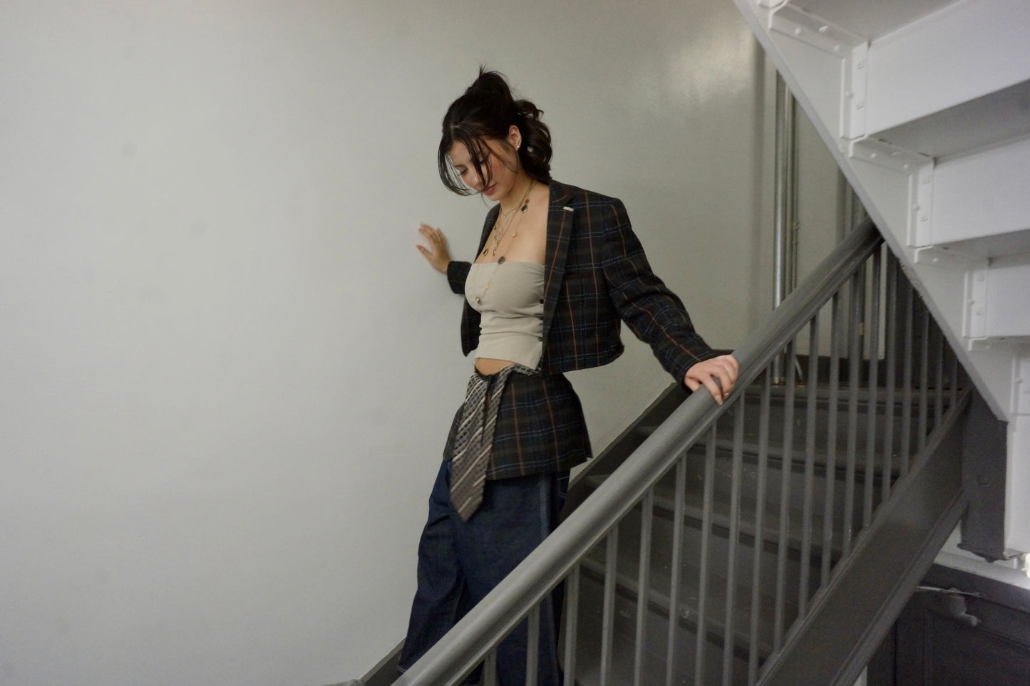 tie wrap suit mini skirt