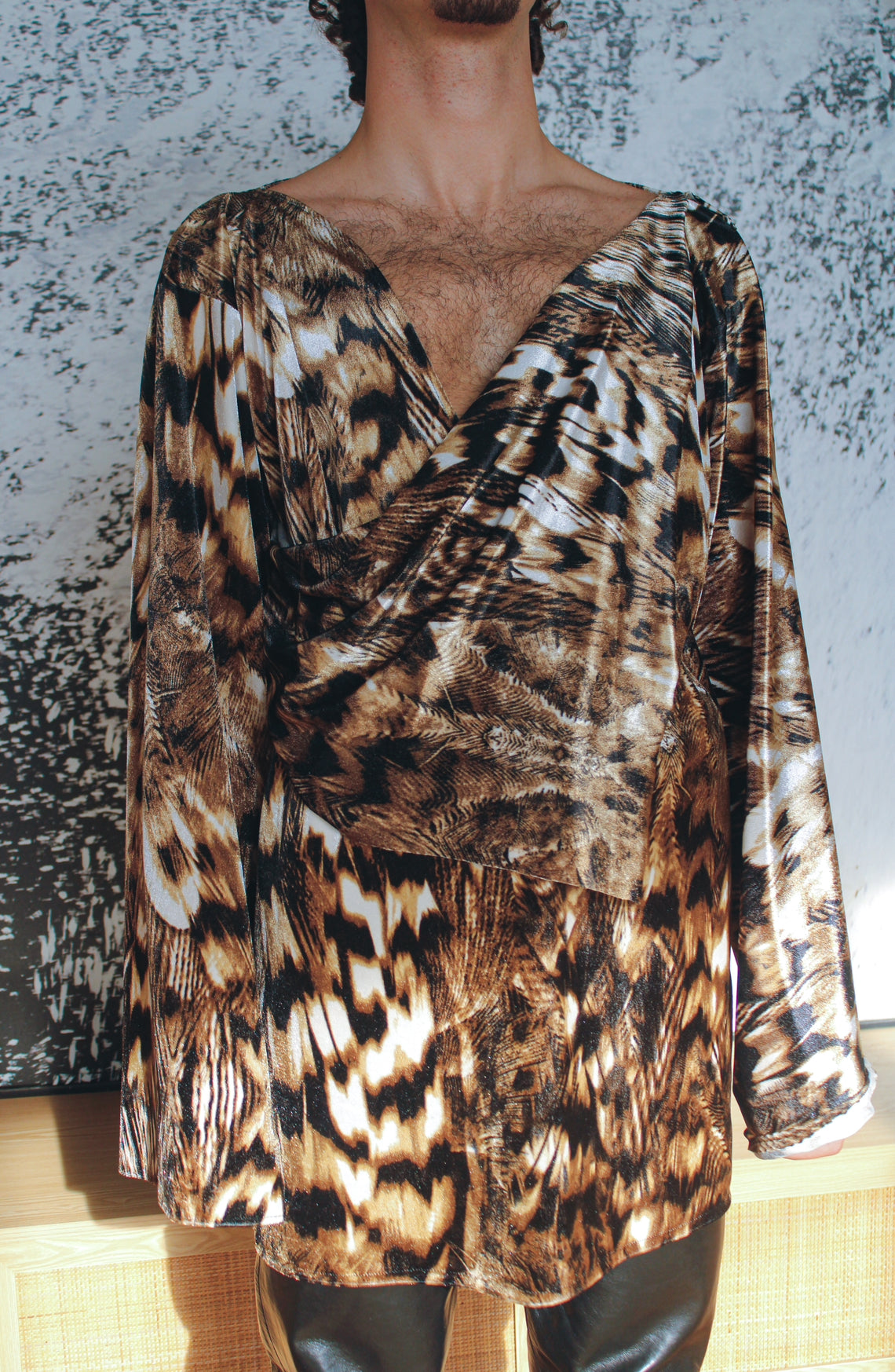 leopard wide sleeve top