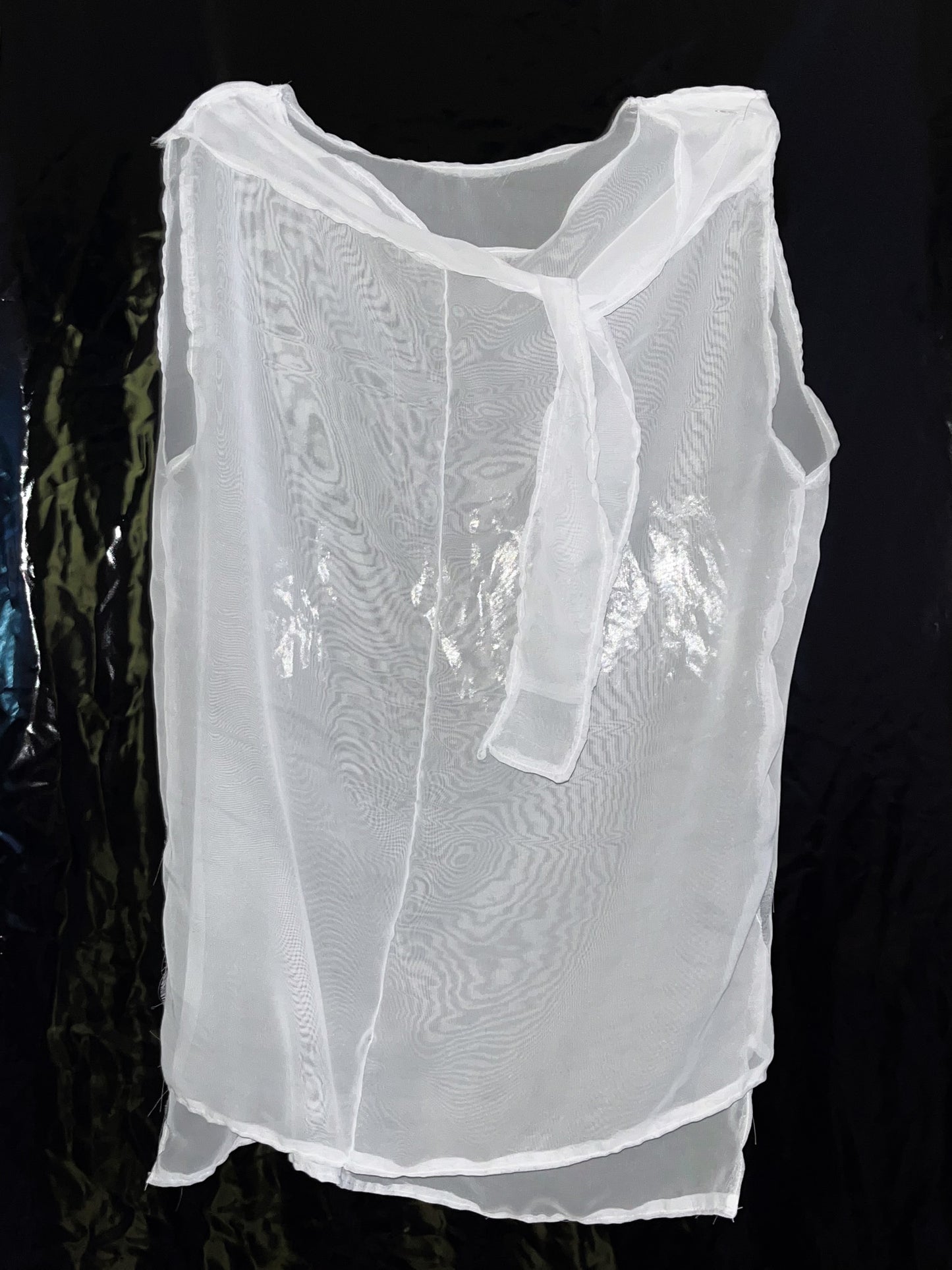 white tie-neck top