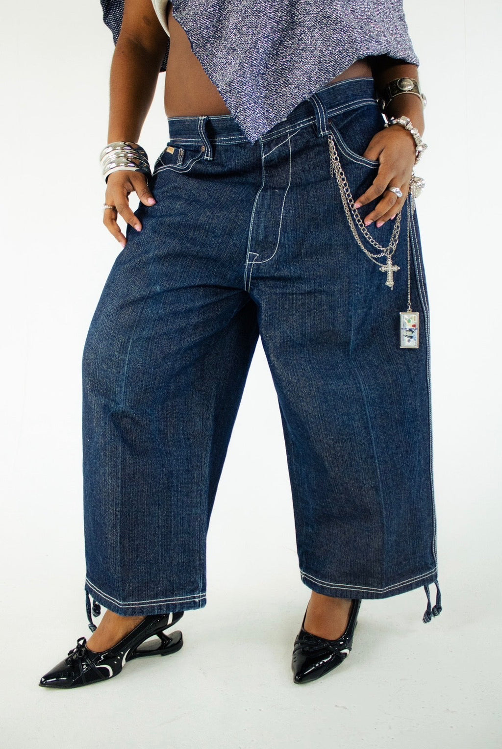 “100” embellished skater jean