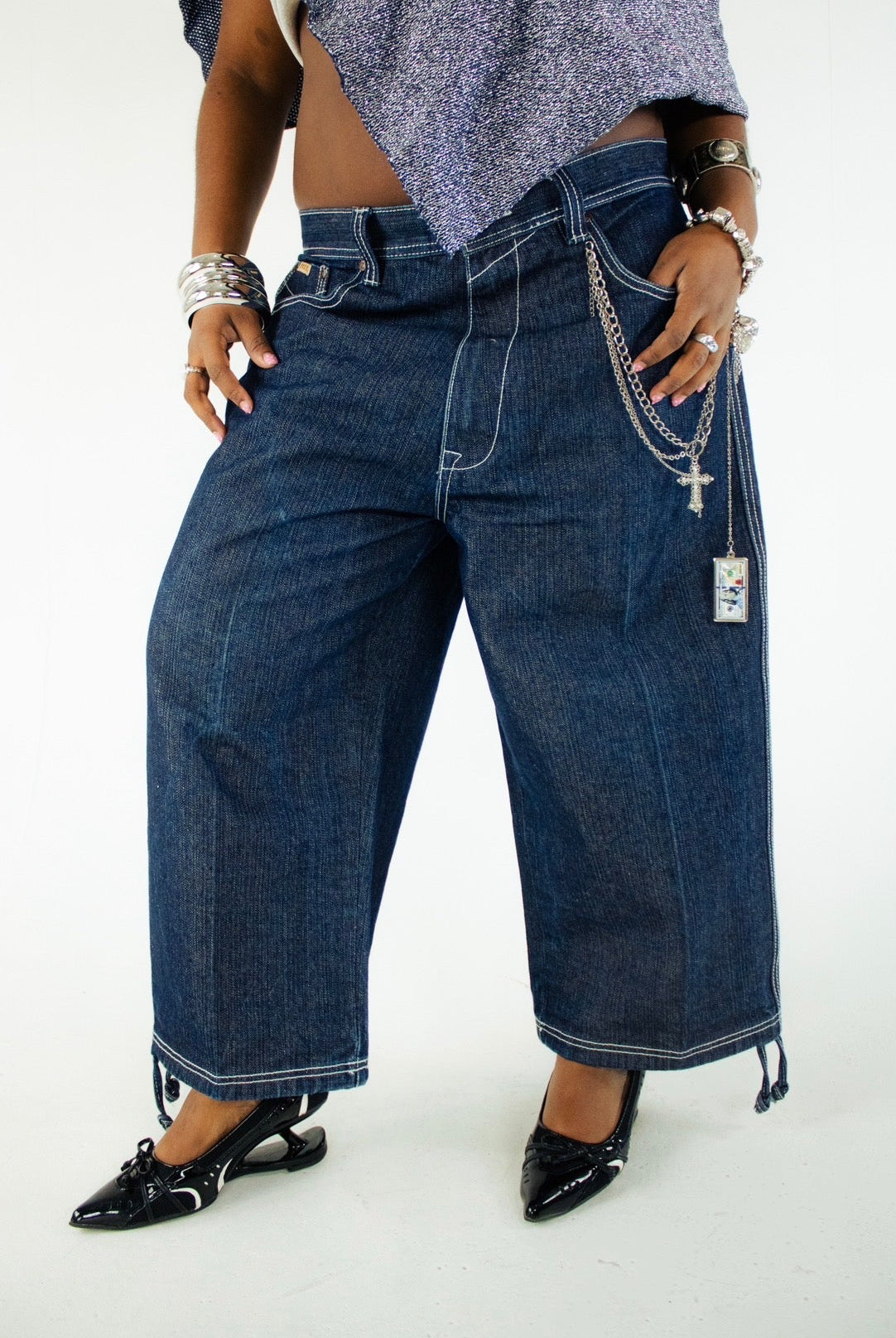 “100” embellished skater jean