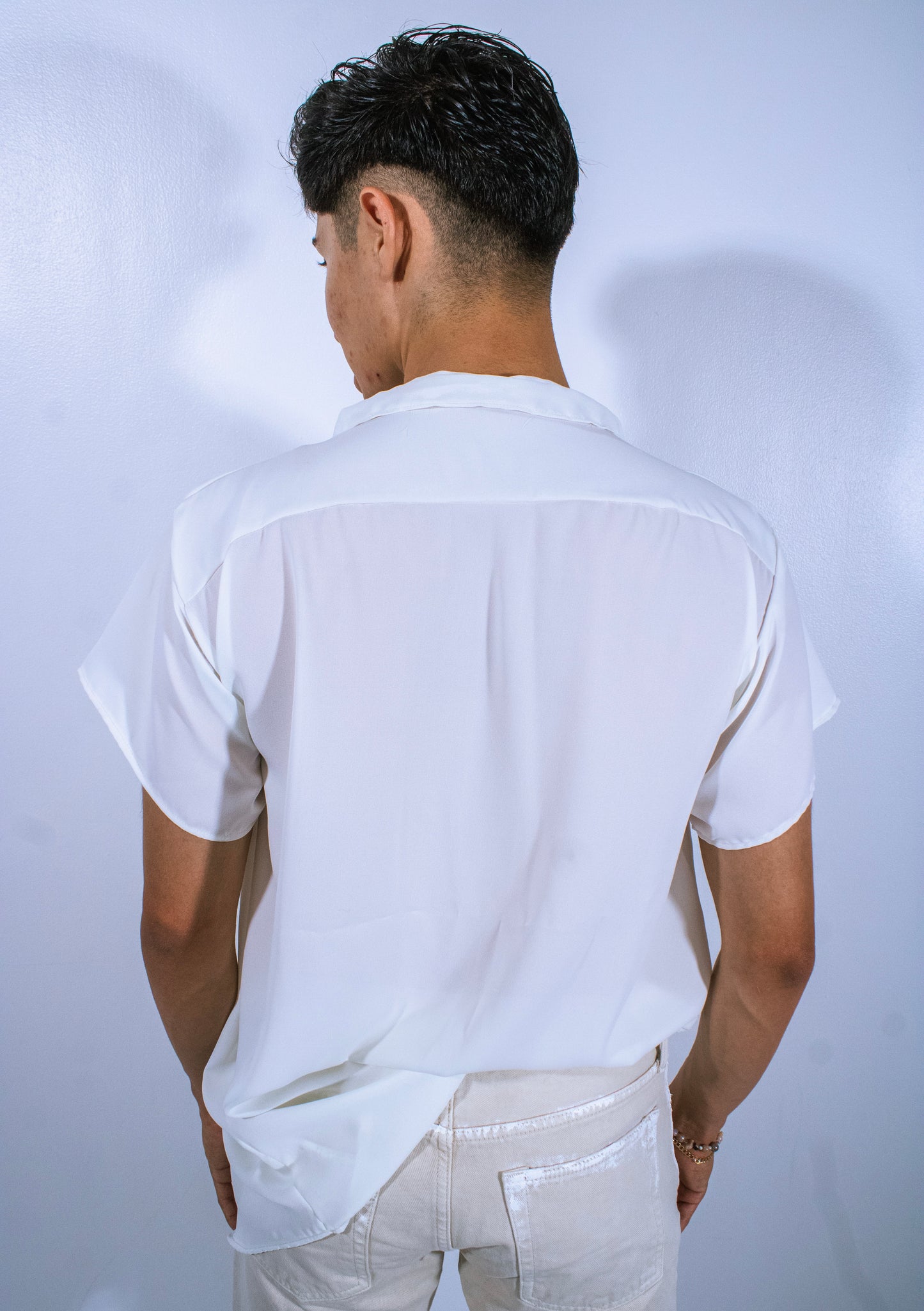 short sleeve double collared dress shirt