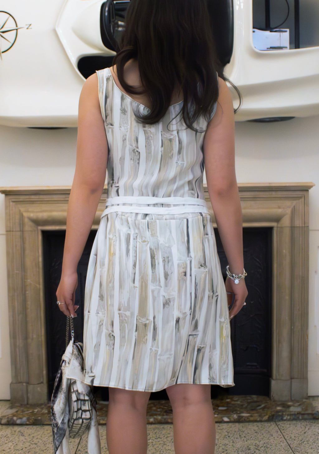 ari sage/ivory printed silk dress
