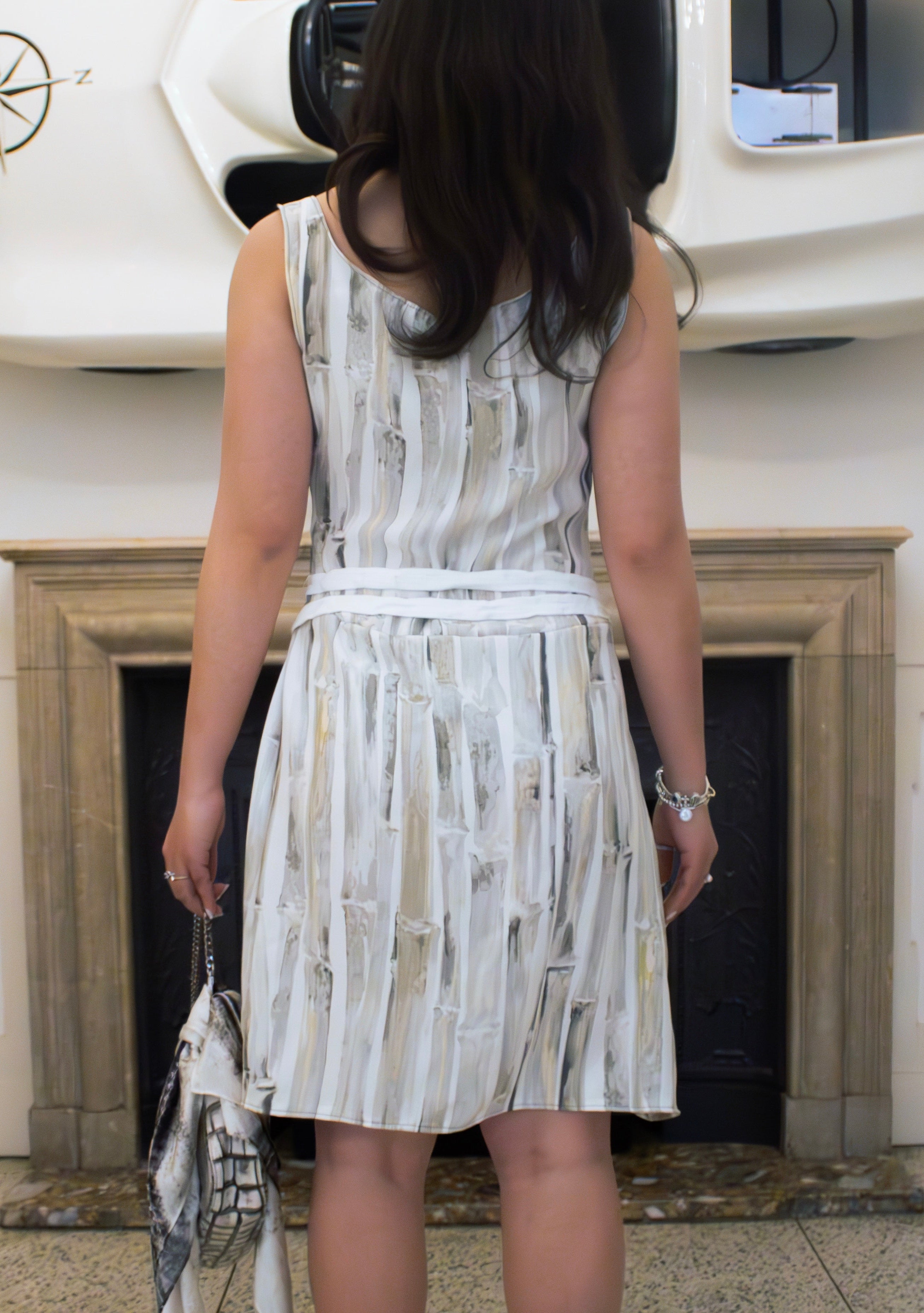 ari sage/ivory printed silk dress