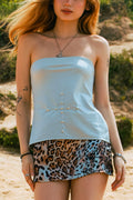 frost metallic strapless stud top