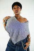 navy sparkle knit poncho top