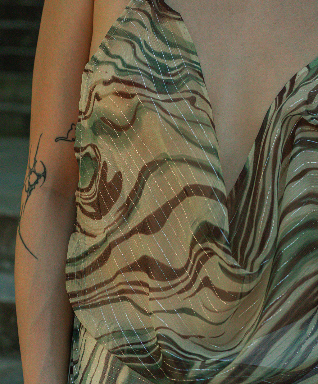 sage silk cowl neck tank