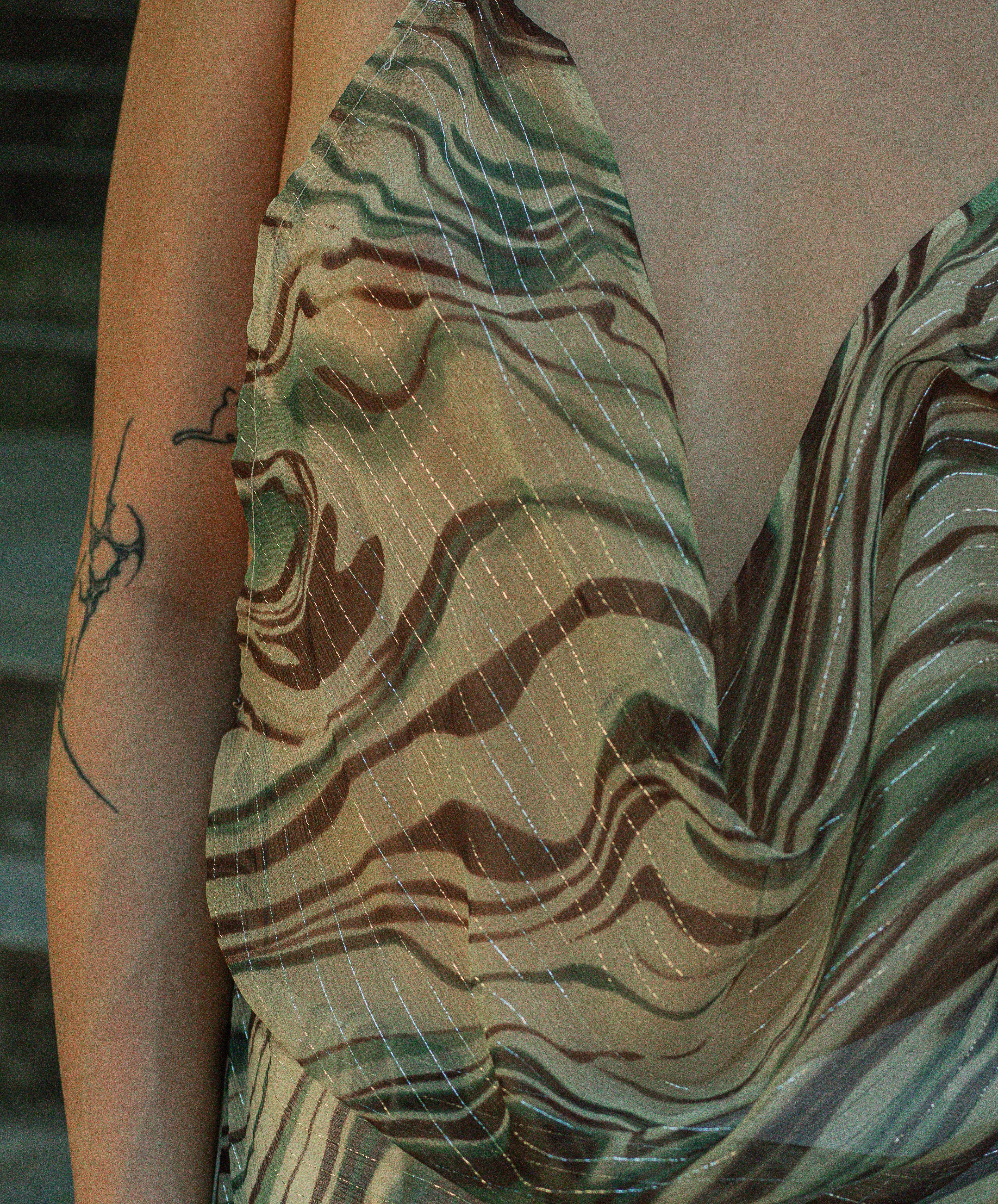 sage silk cowl neck tank