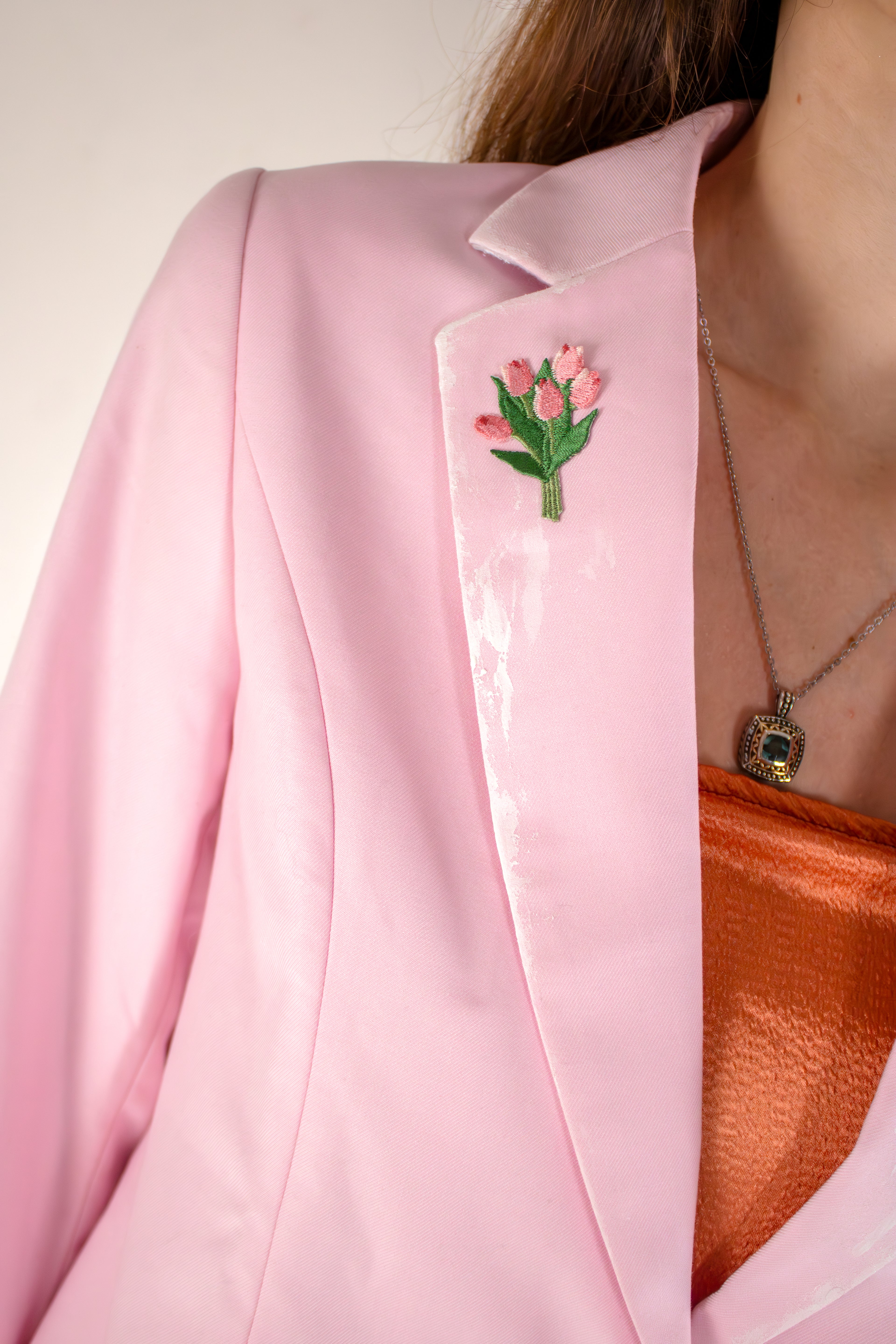 petal pink painted blazer