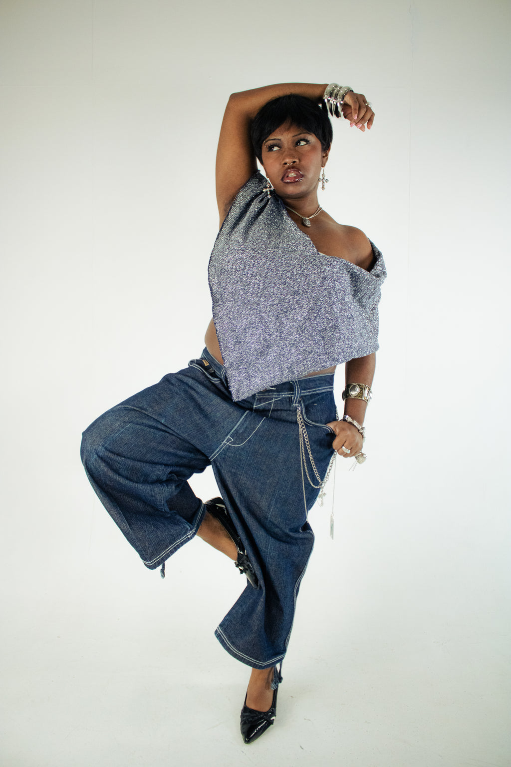 “100” embellished skater jean