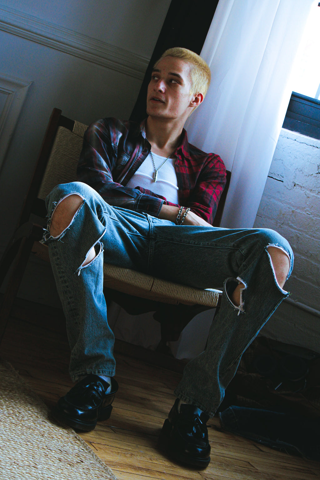 straight spiral zipper reworked jeans