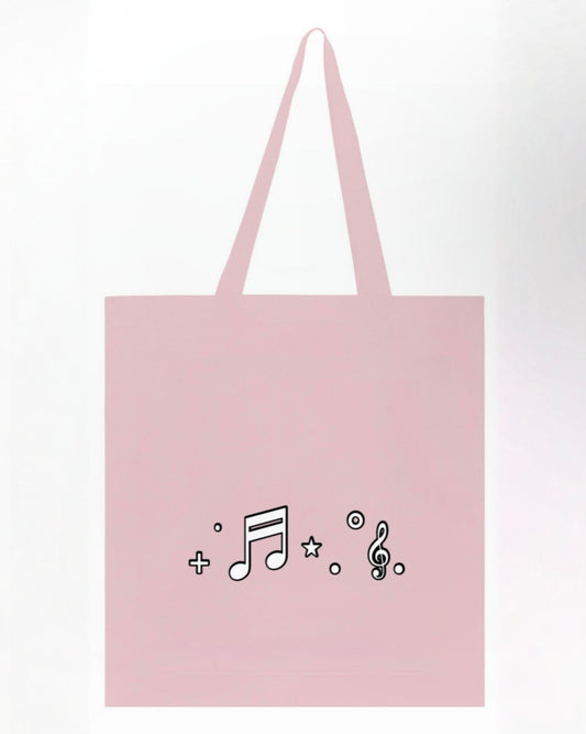 pink note symbol tote