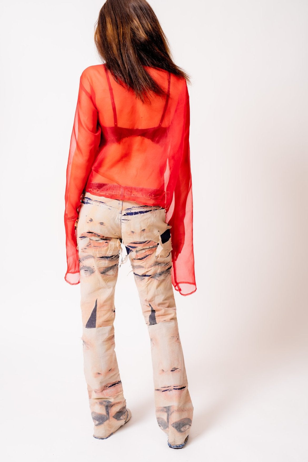 manches ultra longues en organza de soie