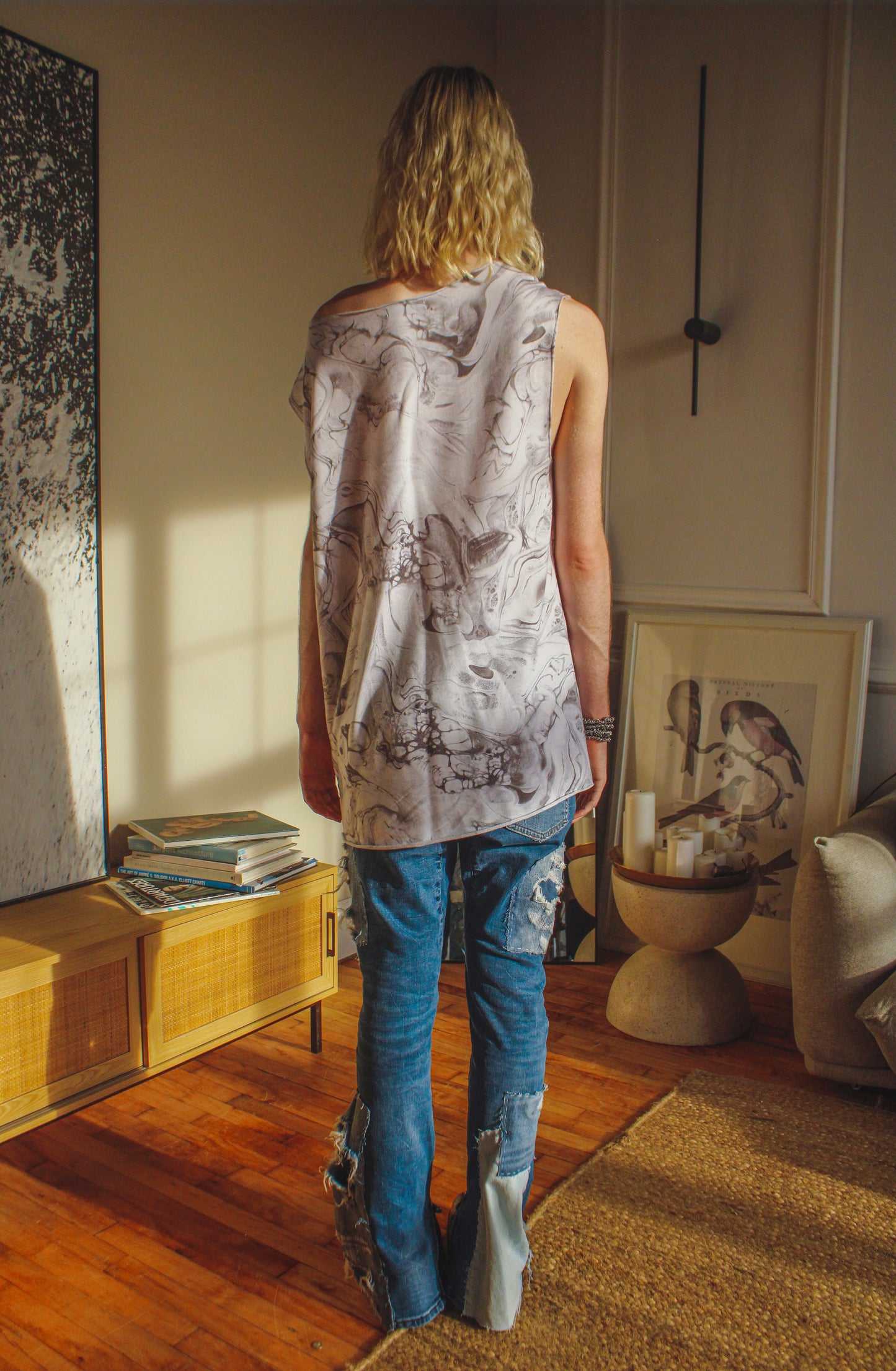 smoke grey piercing sleeveless top