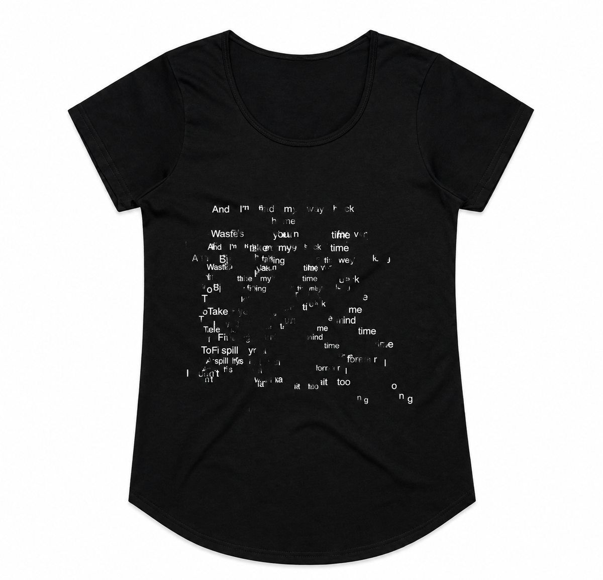 text fitted tee black