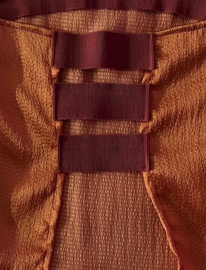 coral hammered silk strapless top