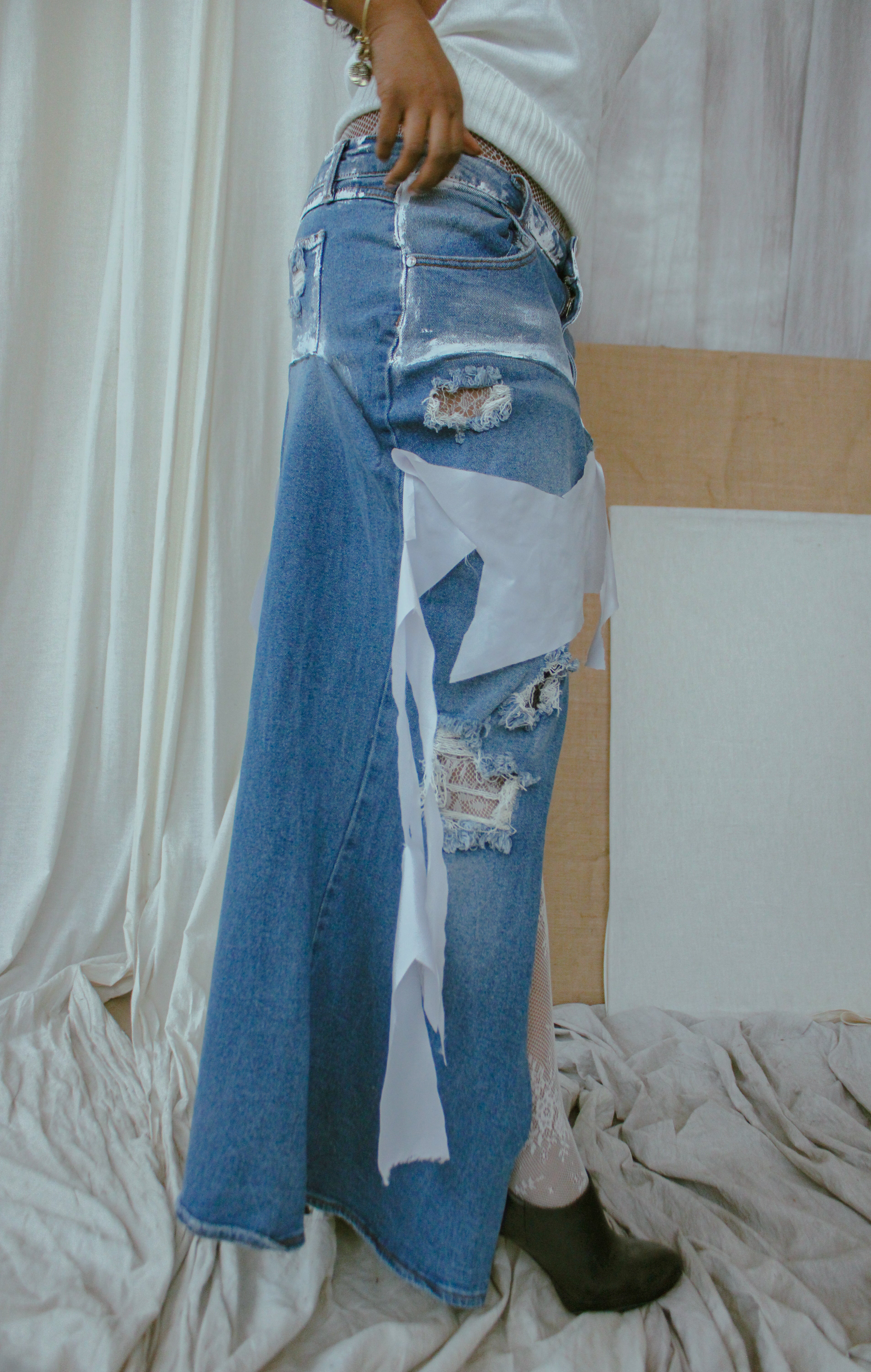 nex denim slit skirt