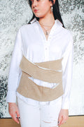 gold knit psych button up