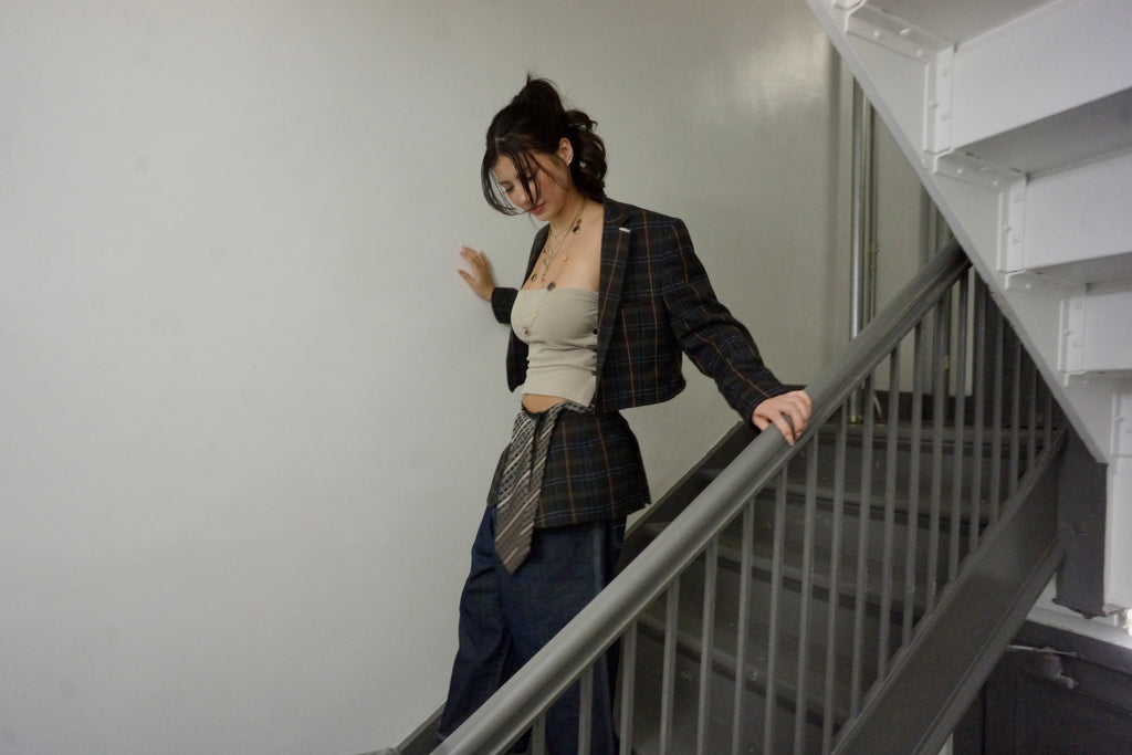 tie wrap suit mini skirt