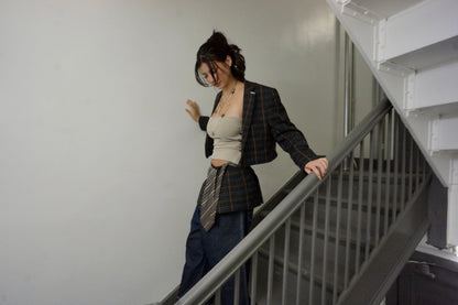 tie wrap suit mini skirt