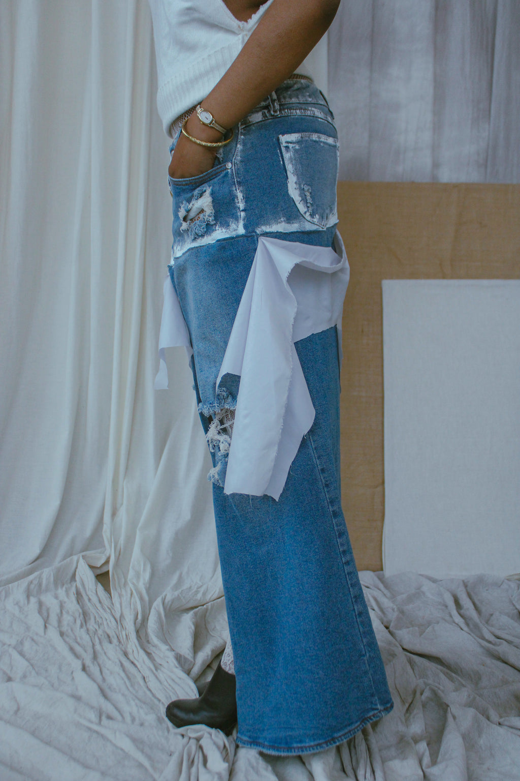 nex denim slit skirt