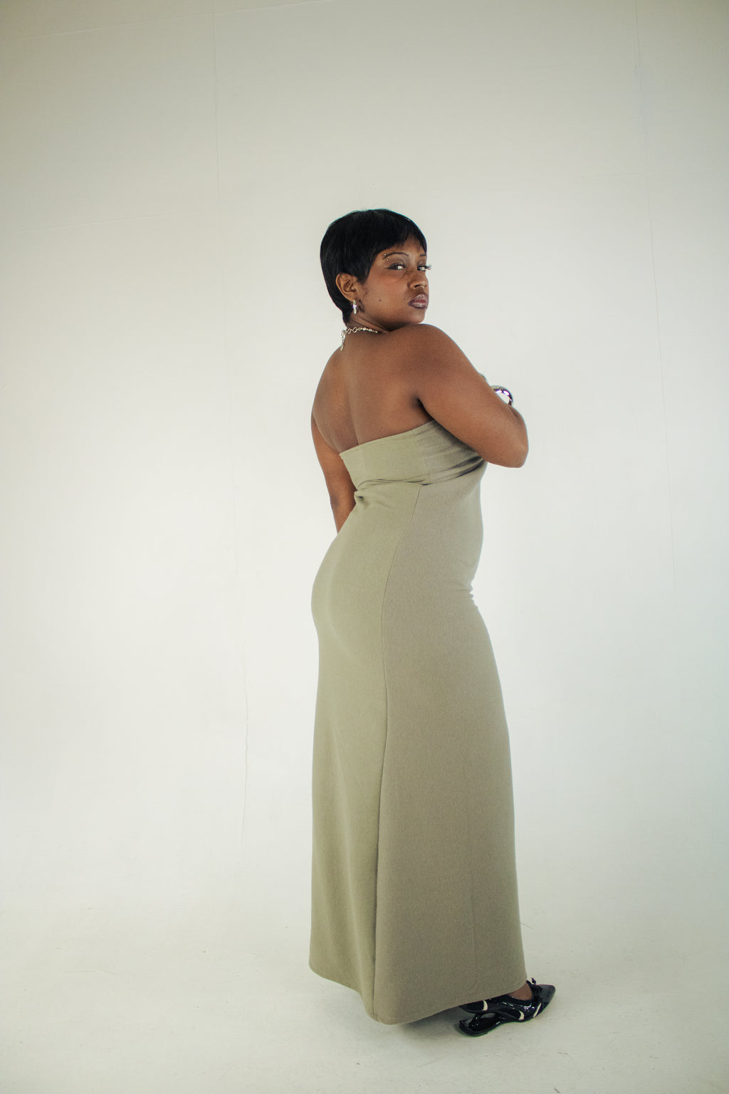 seafoam strapless maxi dress