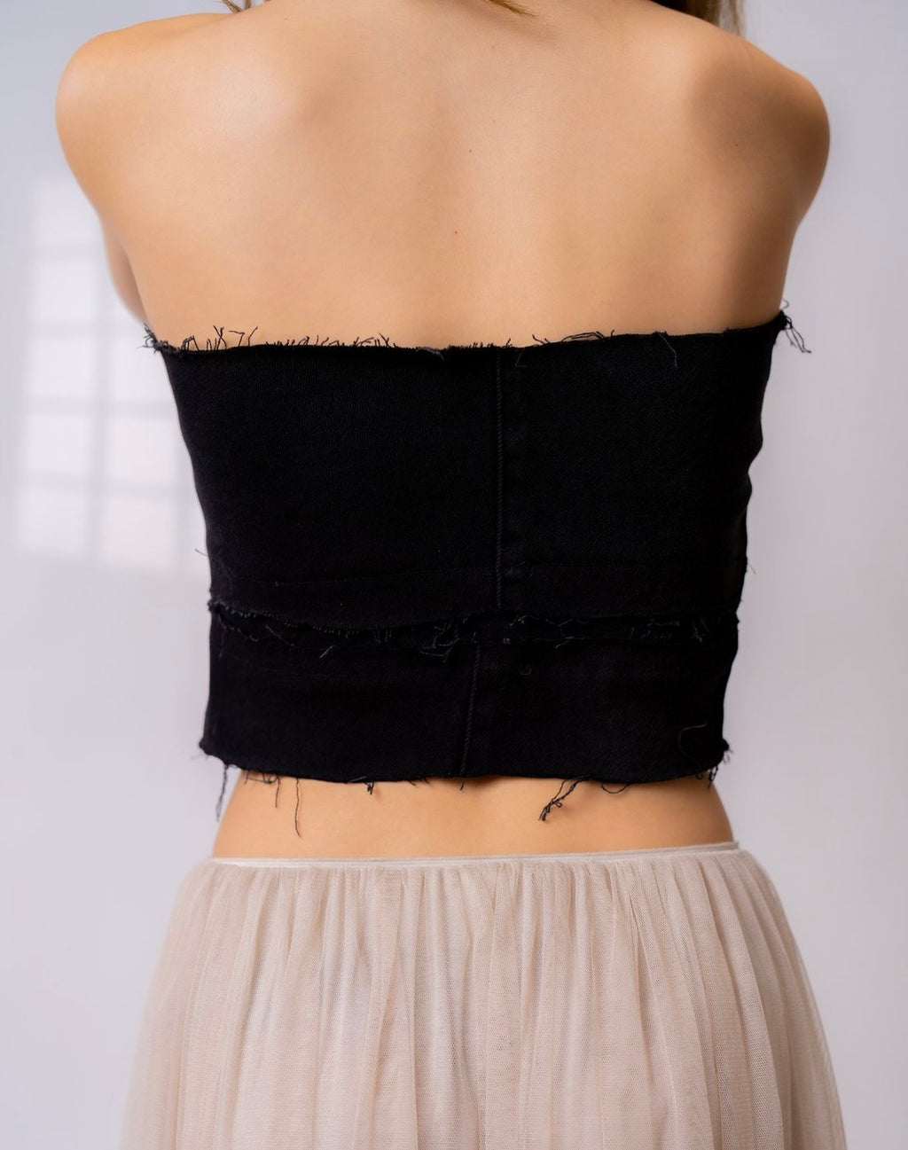 haut tube en denim à rayures