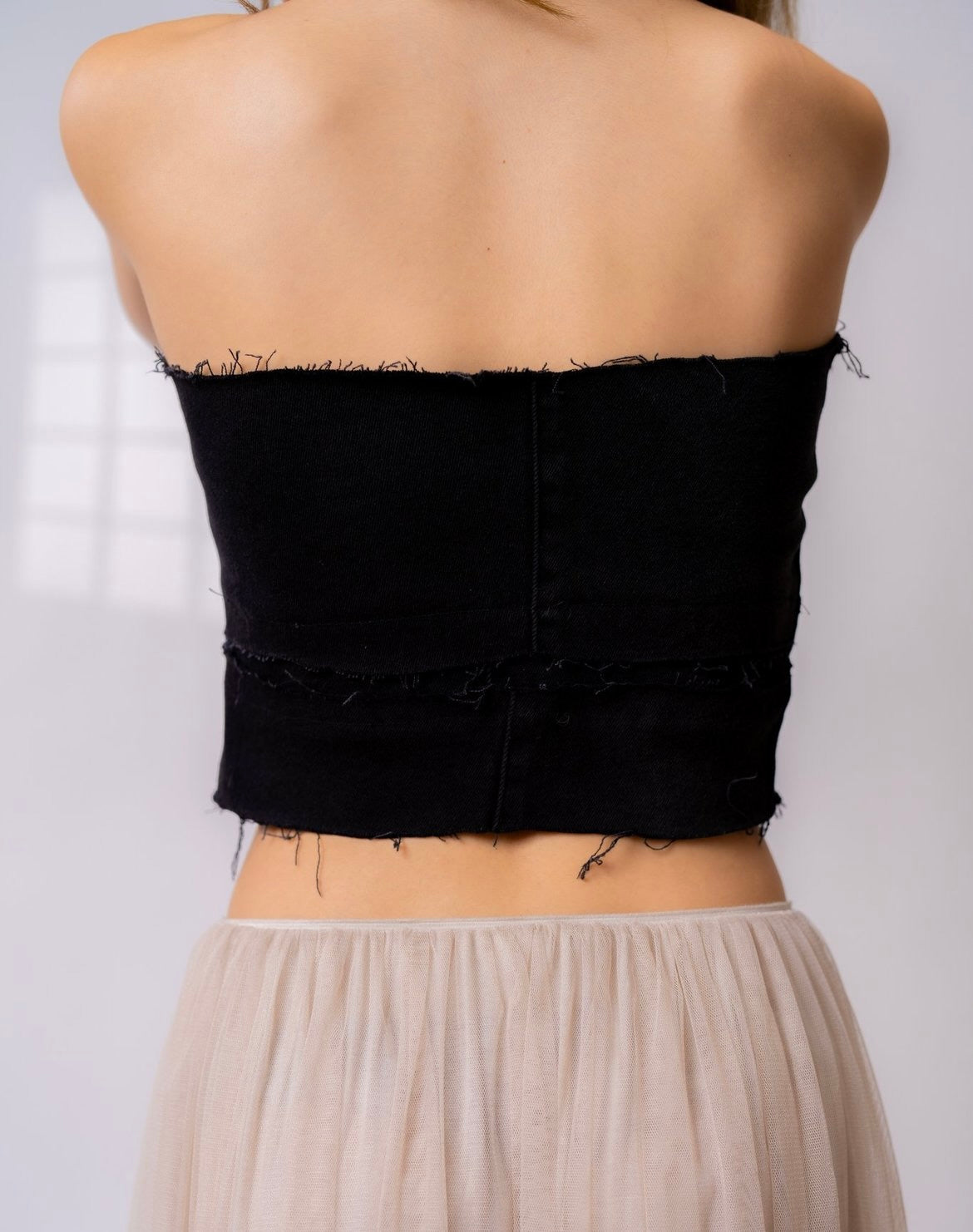 haut tube en denim à rayures