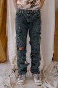 curb chain distressed denim